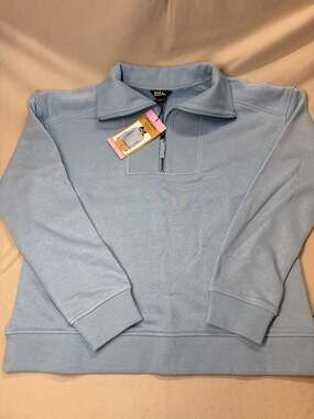 Eddie Bauer Women's S Quarter Zip Pullover Light Blue